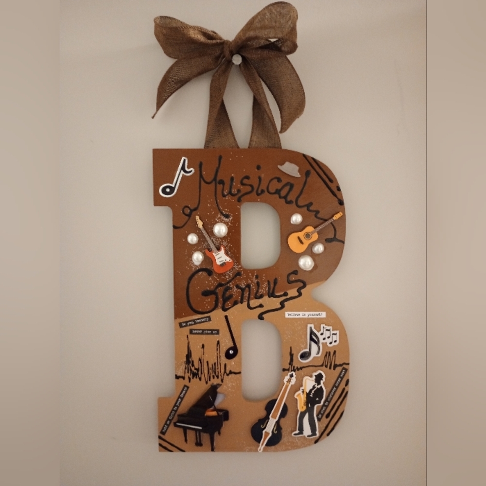 Male or Female Wood Letter B for Bedroom Wall Decor